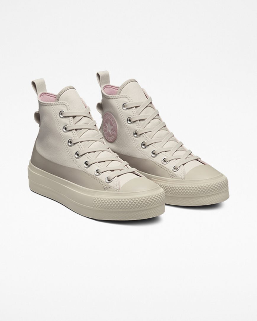 Women's Converse Chuck Taylor All Star Lift Water-Repellent Canvas High Top Platform Shoes Beige / Grey | AU 094C6D